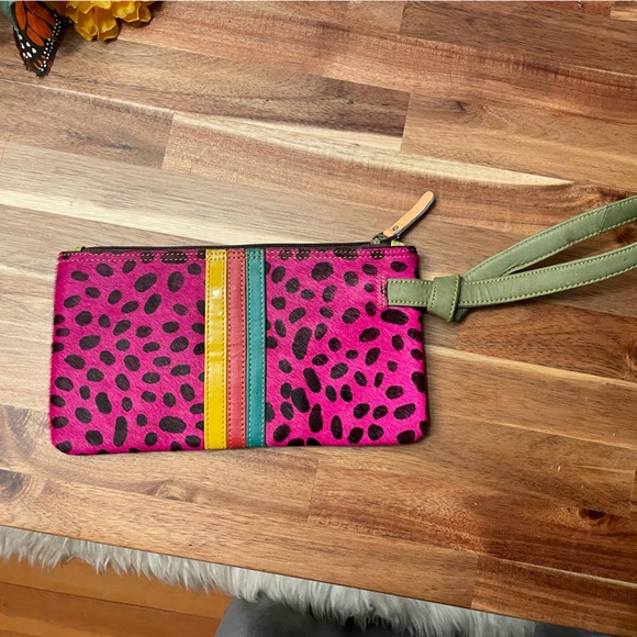 Brighton Pink Leopard Print Wristlet - Picture 1 of 5